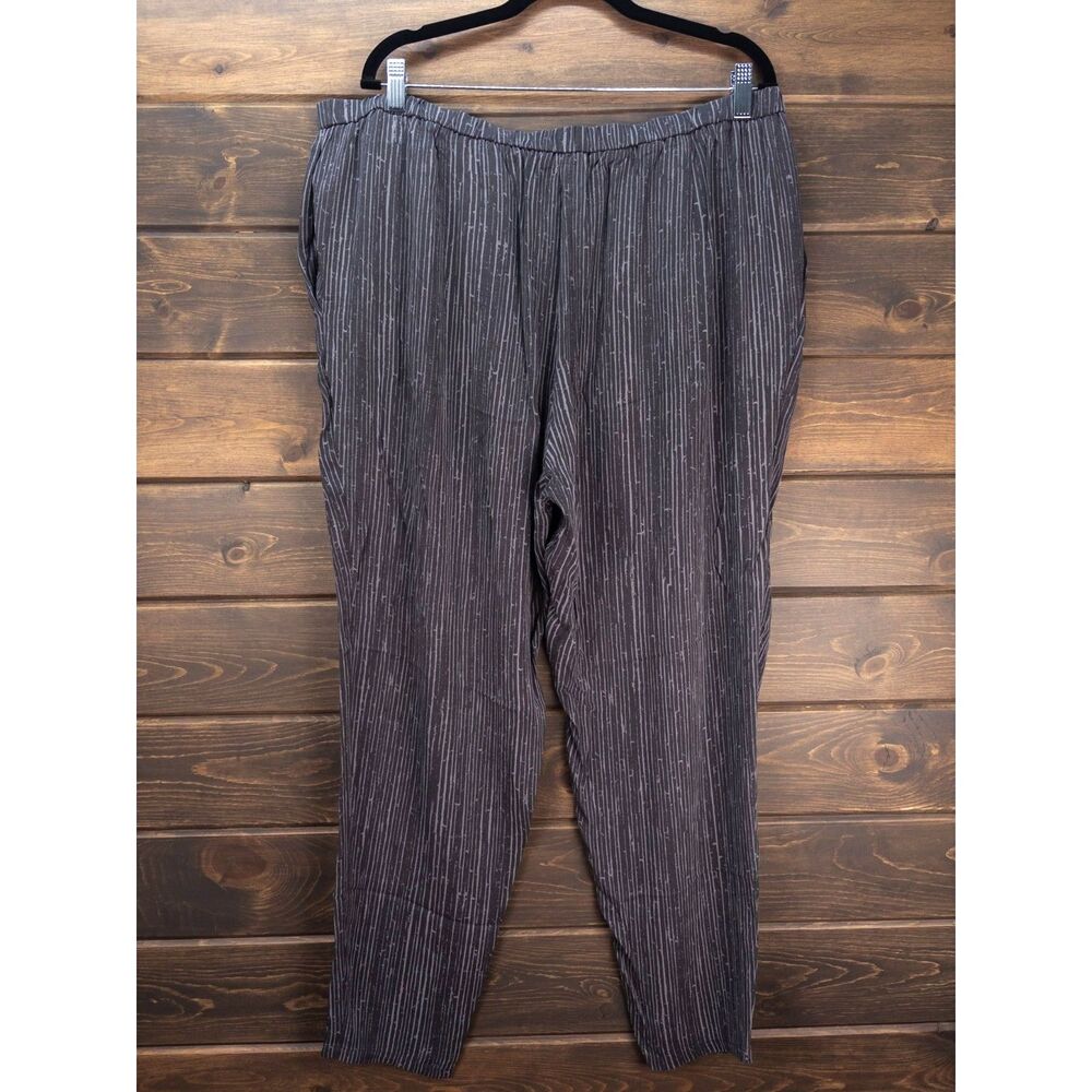 Eileen Fisher Shima Printed Silk Crepe Pants Gray XL Pull On Pockets